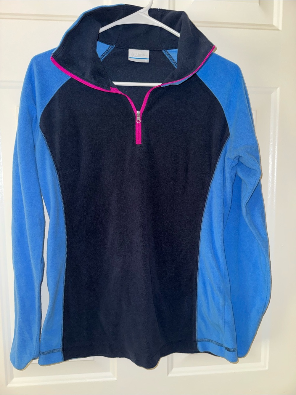 Columbia Black & Blue Half-Zip Pullover with Pink Zip Trim